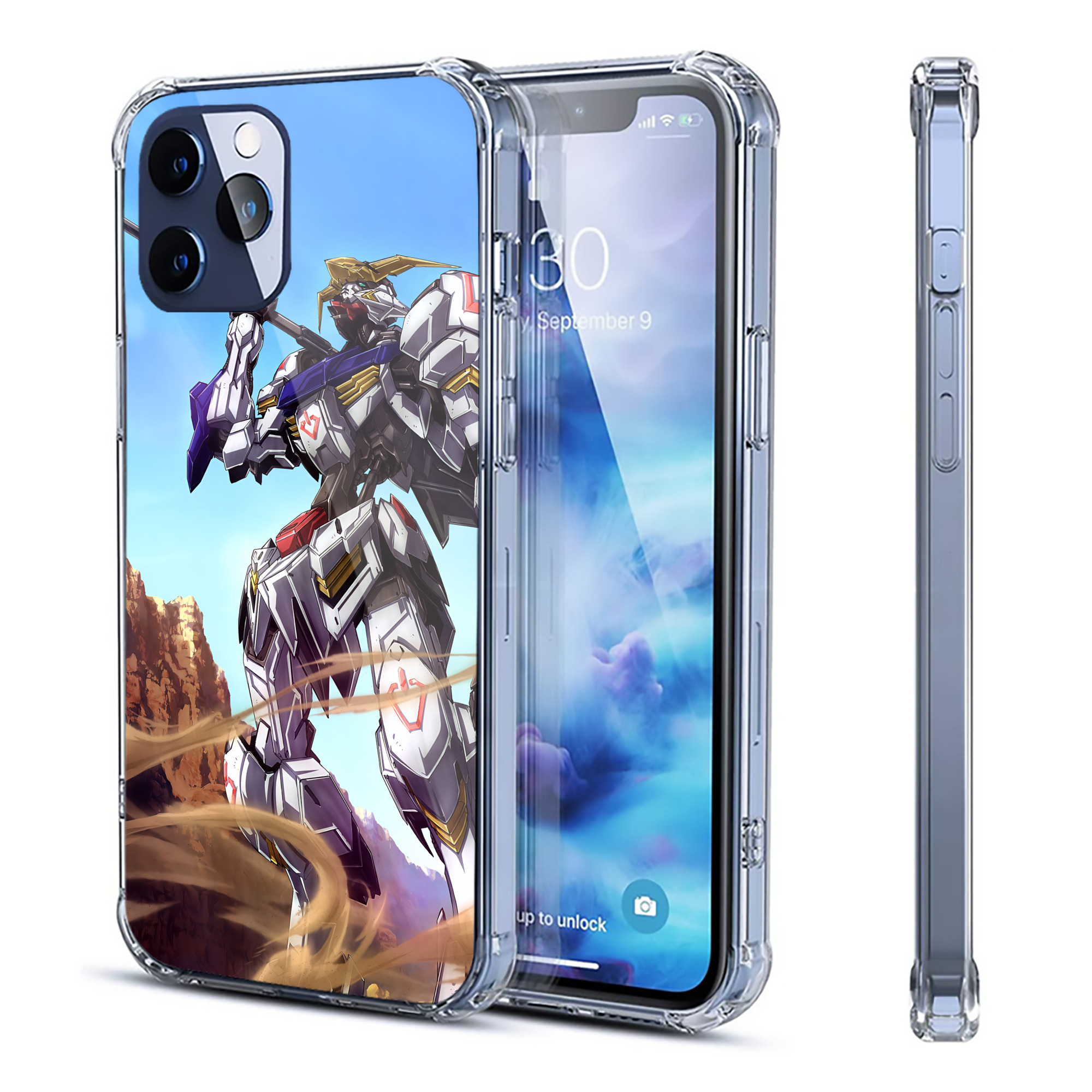 （画像用） 機動戦士ガンダム Mobile Suit Gundam 【iPhone 12シリーズ対応】透明スマホケース（クリアソフトケース）